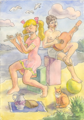 «Pie ezera» 25*35cm, papīrs, akvarellis, 2005.10